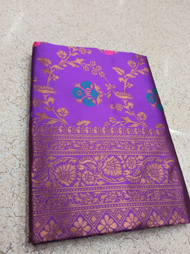 MF 75 Banarasi Soft Lichi Silk Designer Saree Suppliers In India